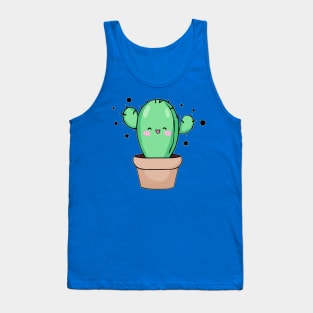 Happy smiling baby cactus in vase with stars. Kawaii cartoon Tank Top